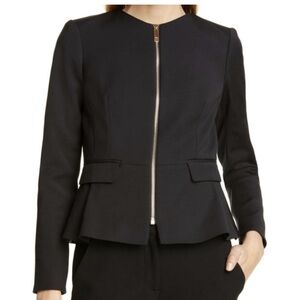 Ted Baker Black with Tag Zameli Peplum Cropped Jacket London Blazer